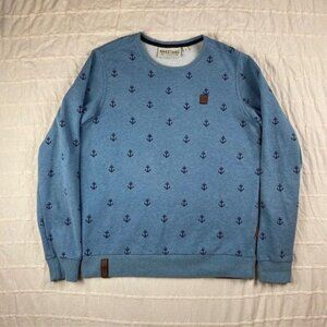 Naketano Sweatshirt Women's Size Large Green Nautical Anchor Brave New Word
